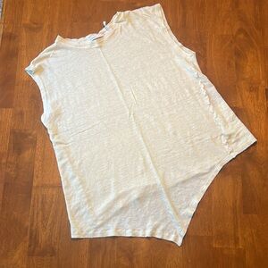 BLDWN 100% Linen Knot Front Sleeveless Tank Size L